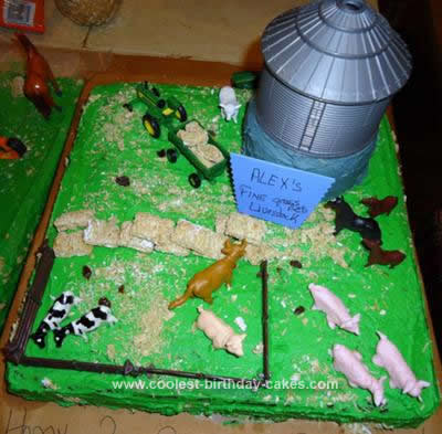 Homemade John Deere Farming Birthday Cake
