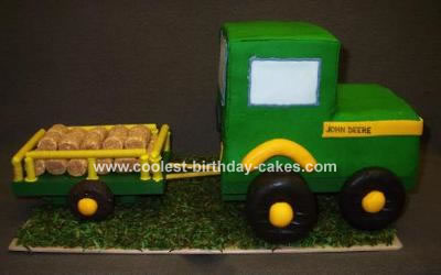 John Deere Tractor and Trailer Cake