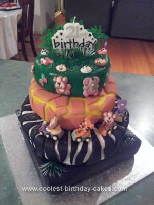 Homemade Jungle 21st Birthday Cake