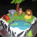 Homemade Jungle Animals Birthday Cake