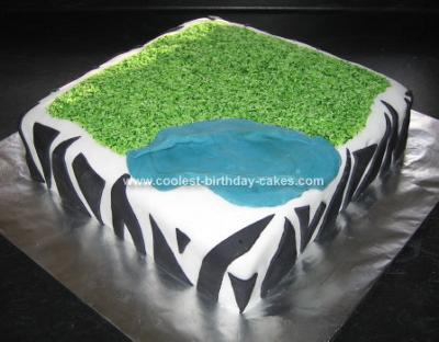 Homemade Jungle Animals Birthday Cake