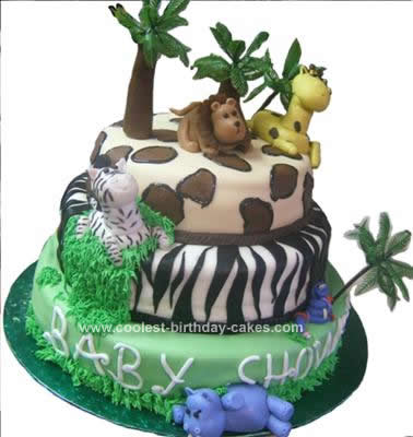 Homemade  Jungle Baby Shower Cake