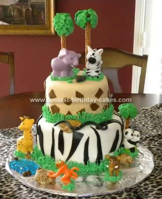 Homemade Jungle Safari Birthday Cake
