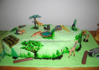 Homemade Jungle Scene Cake