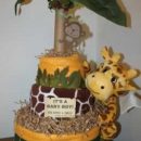 Homemade Jungle Themed Diaper Cake