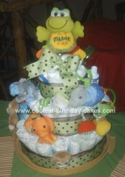 Homemade Jungle Toy Diaper Cake Idea