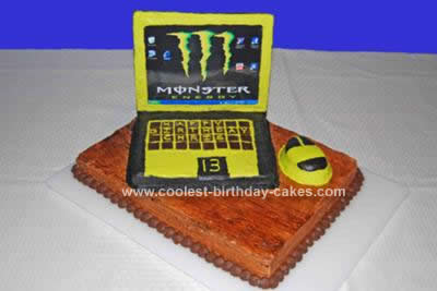 Homemade Laptop Monster Computer Cake