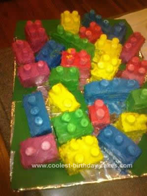 Homemade  Lego Blocks Birthday Cake