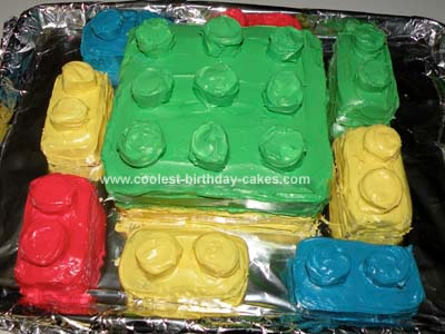 Homemade Lego Bricks Birthday Cake