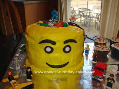 Homemade Lego Head Cake