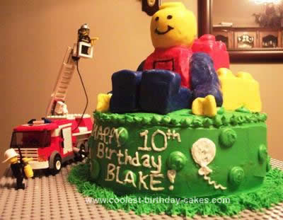 Homemade Lego Man Birthday Cake
