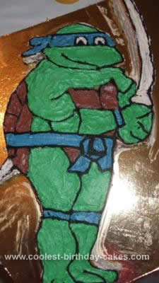 Homemade Leonardo Ninja Turtle Cake