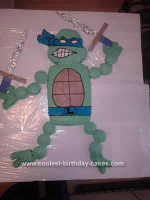 Homemade Leonardo Teenage Mutant Ninja Turtle Cake
