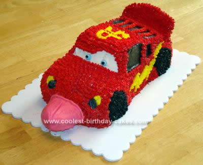 Homemade Lighting McQueen Cake 3rd Birthday Cake