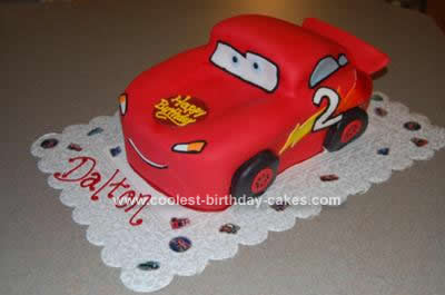 Homemade Lightning Mcqueen Car Cake