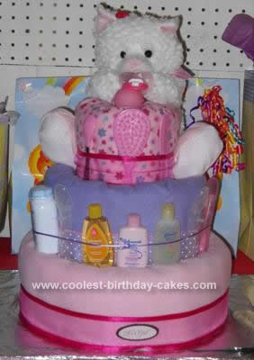 Homemade Little Girls Diaper Cake