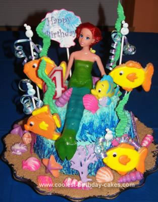 Homemade Little Mermaid 4th Birthday Cake