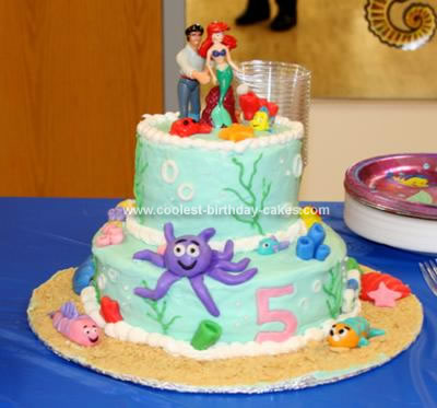 Homemade Little Mermaid 5th Birthday Cake