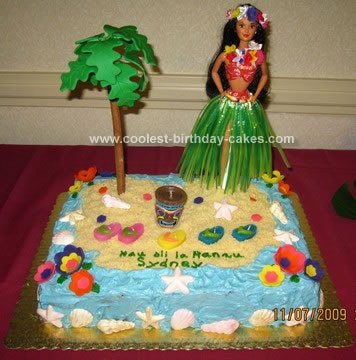 Homemade Luau Birthday Cake Design