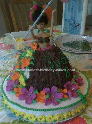 Homemade Luau Girl Birthday Cake