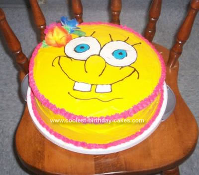 Homemade Luau Spongebob Birthday Cake