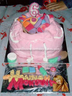 Homemade Hannah Montana Make Up Bag Cake