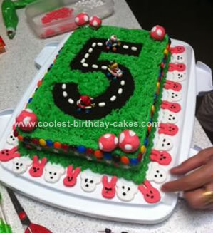Homemade Mario 5th Birthday Cake