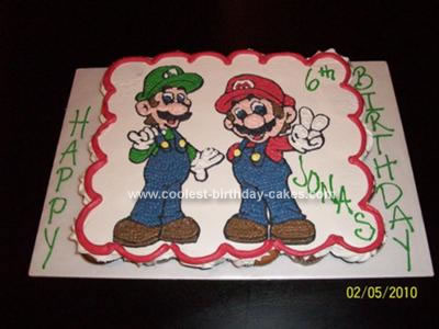 Homemade Mario and Luigi Cupcake Cake