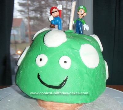 Homemade Mario Bros One Up Cake