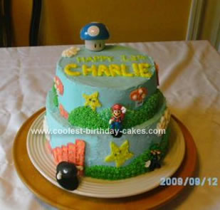 Homemade Mario Brother's Birthday Cake