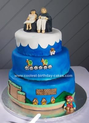 Homemade Mario Brothers Wedding Cake