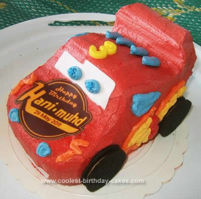 Homemade McQueen Impersonation Cake
