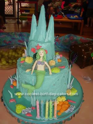 Homemade Mermaid Castle Birthday Cake