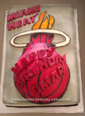 Homemade  Miami Heat Birthday Cake