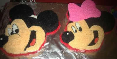 Homemade Mickey and Minnie Mouse Cake