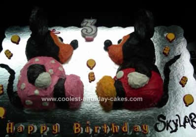 Homemade Mickey and Minnie Mouse Children's Birthday Cake