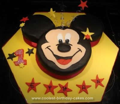Homemade Mickey Mouse 1st Birthday Cake