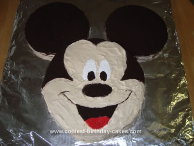 Homemade Mickey Mouse Face Cake