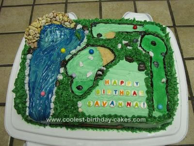 Homemade Miniature Golf Birthday Cake