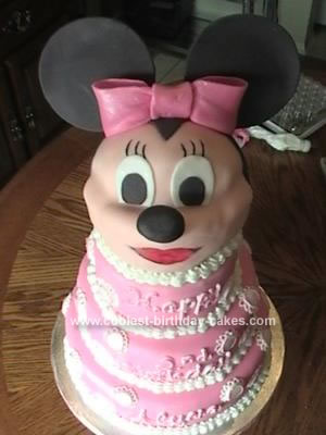 Homemade Minnie Mouse Four Tier 3-D Cake
