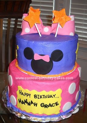 Homemade Minnie Mouse Clubhouse Birthday Cake