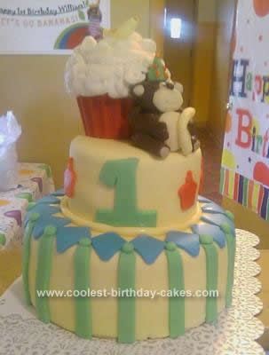 Homemade  Monkey 1st Birthday Cake Idea