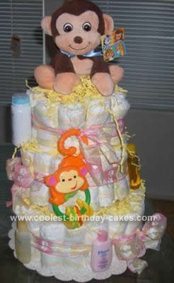 Homemade Monkey Diaper Cake