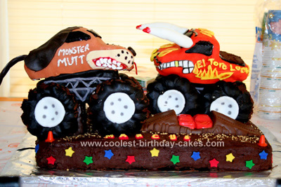 Homemade Monster Mutt & El Toro Loco Truck Cake