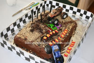 Homemade Monster Truck Cake with Ramps and Arena