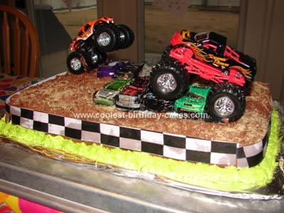 Homemade Monster Truck Rally Cake
