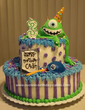 Homemade Monsters Inc. Birthday Cake