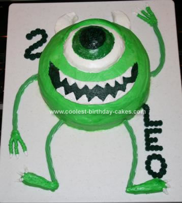 Homemade Monsters Inc. Mike Waszowski Birthday Cake