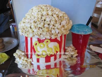 Homemade Movie Themed Popcorn Cake