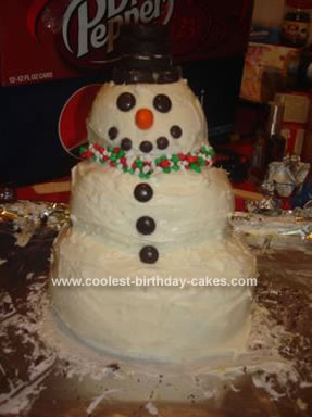 Homemade Mr. Snowman Cake